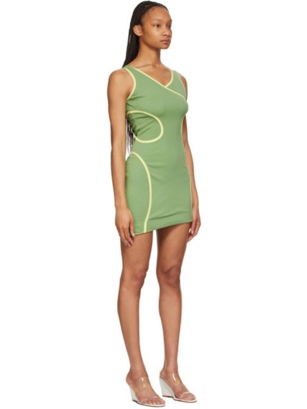 Eckhaus Latta Knit Green Surface Dress Pistachio Yellow Knit Cotton - Picture 2 of 8